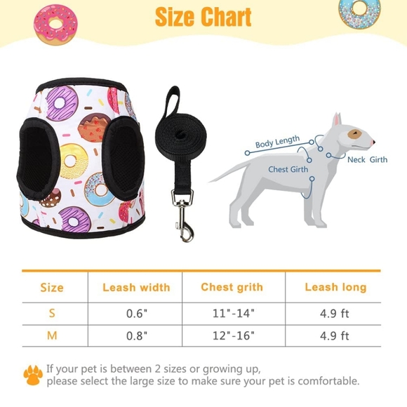 Donut Dog Harness with Leash Set - Picture 4 of 7